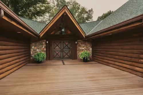 Secluded Executive Log Cabin Lodge with 68 ft Pool on 102 acres, photo 3