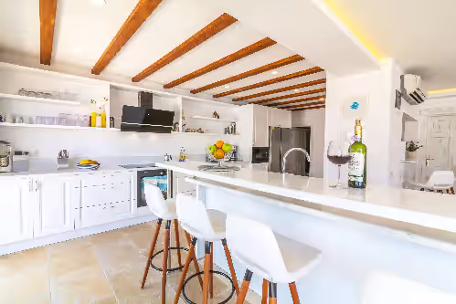 Private kitchen at PREMIUM Villa Yar, Huge Private Heated Pool & Jacuzzi. All Rooms Sea View