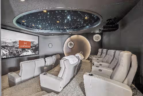 State-of-the-art movie theater at Mountainhead House, Ski Access Funicular, Pool, Hot Tub, Bowling Alley, Basketball Court