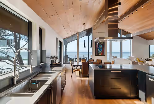 State of the art kitchen with induction cooktop; 2 large sinks and 2 dishwashers at OCEANFRONT Unobstructed views of the