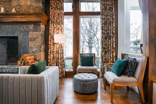Living Room at Meadowstone Manor Stowe, VT