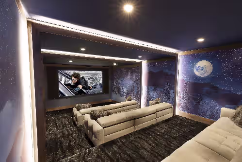 Movie Theater at RENTING FOR SUMMER The Legendary Villa Harrah